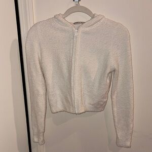 Alice + Olivia Cropped zip up fuzzy hoodie